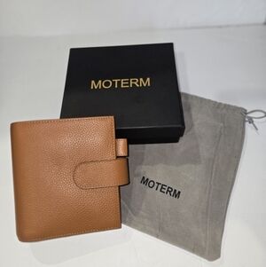 Moterm Pocket Luxe Rings  Genuine Leather Binder Planner Pebble-Burnt Orange New
